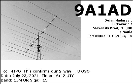 QSL de 9A1AD