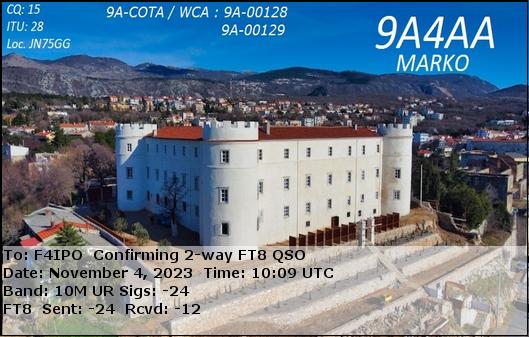 QSL de 9A4AA