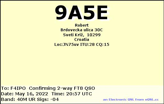 QSL de 9A5E