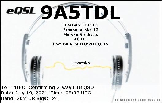 QSL de 9A5TDL