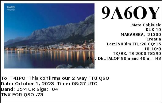 QSL de 9A6OY