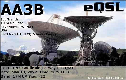 QSL de AA3B