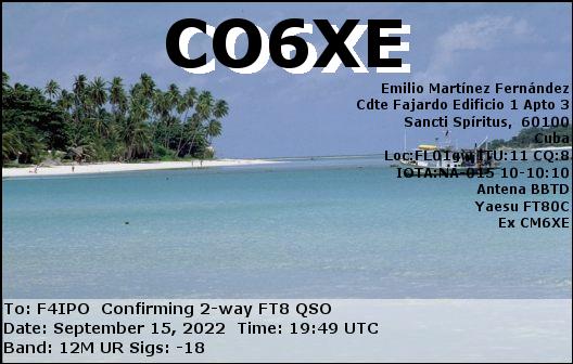 QSL de CO6XE