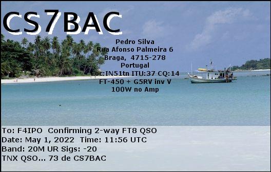 QSL de CS7BAC