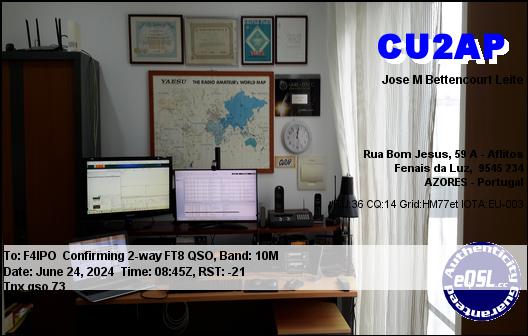 QSL de CU2AP