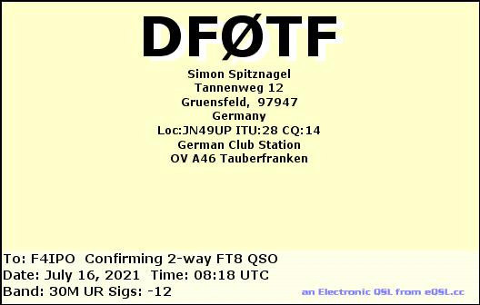 QSL de DF0TF