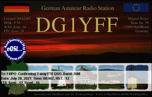 QSL de DG1YFF