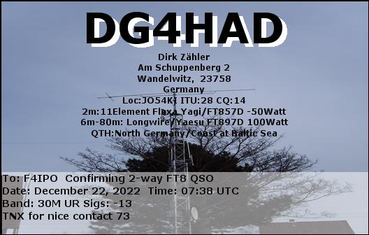 QSL de DG4HAD