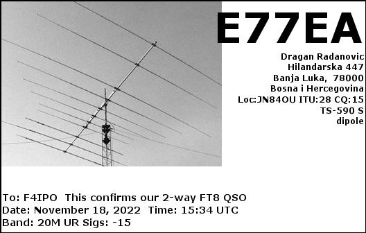 QSL de E77EA