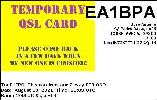 QSL de EA1BPA