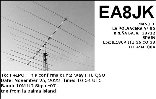 QSL de EA8JK