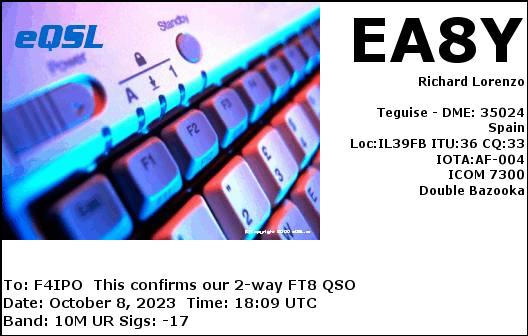 QSL de EA8Y