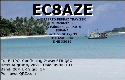 QSL de EC8AZE