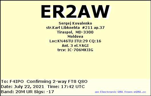 QSL de ER2AW