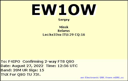 QSL de EW1OW