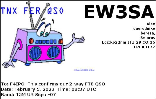 QSL de EW3SA