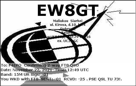 QSL de EW8GT