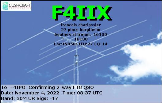 QSL de F4IIX