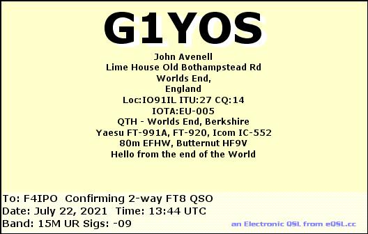 QSL de G1YOS