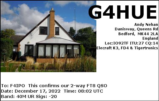 QSL de G4HUE