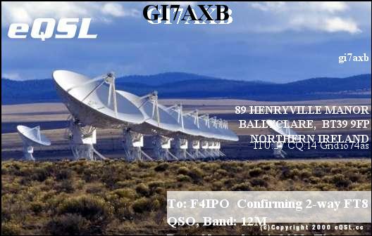 QSL de GI7AXB