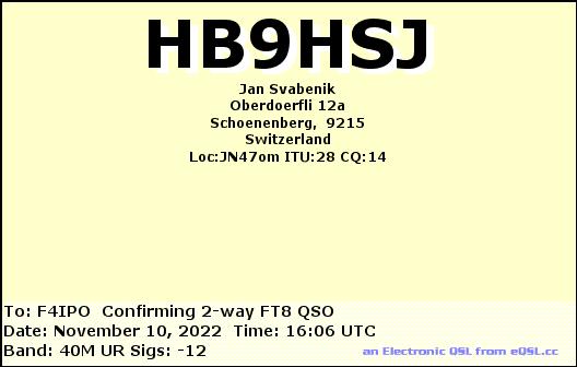 QSL de HB9HSJ