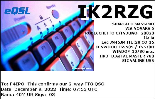 QSL de IK2RZG