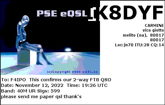 QSL de IK8DYF