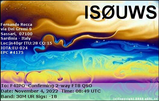 QSL de IS0UWS