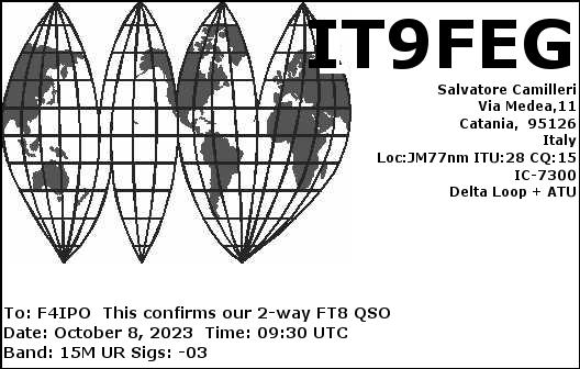 QSL de IT9FEG