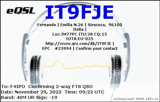 QSL de IT9FJE