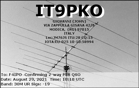 QSL de IT9PKO