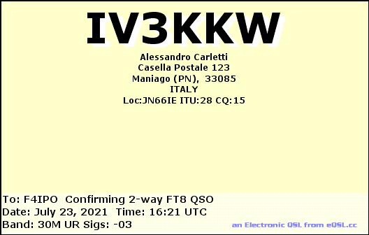 QSL de IV3KKW