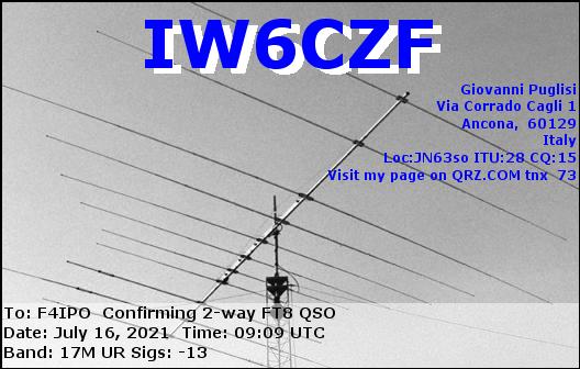 QSL de IW6CZF