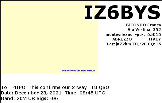 QSL de IZ6BYS