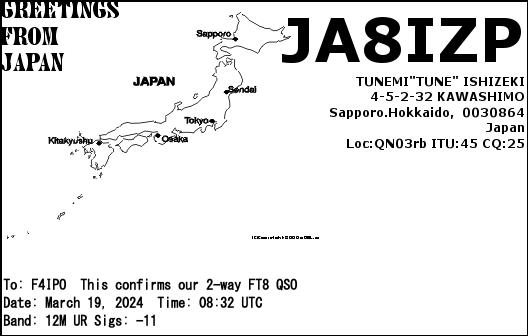 QSL de JA8IZP