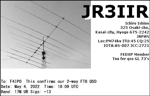 QSL de JR3IIR