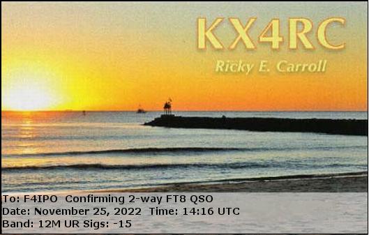 QSL de KX4RC