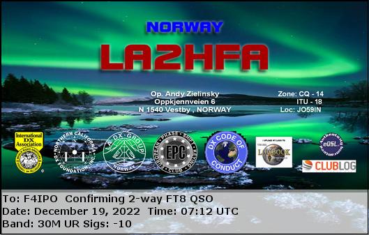 QSL de LA2HFA