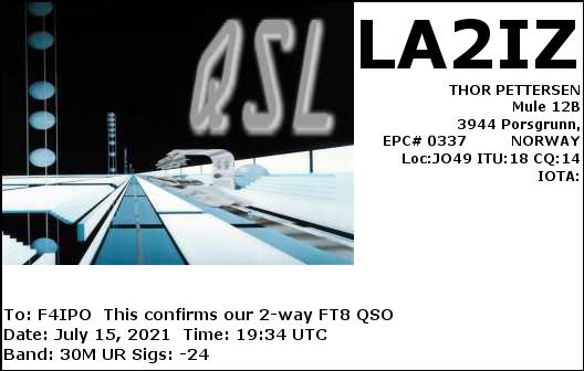 QSL de LA2IZ