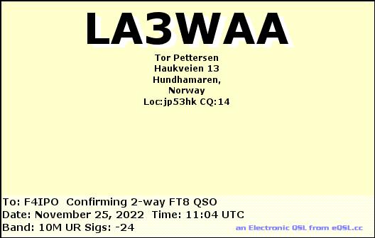 QSL de LA3WAA