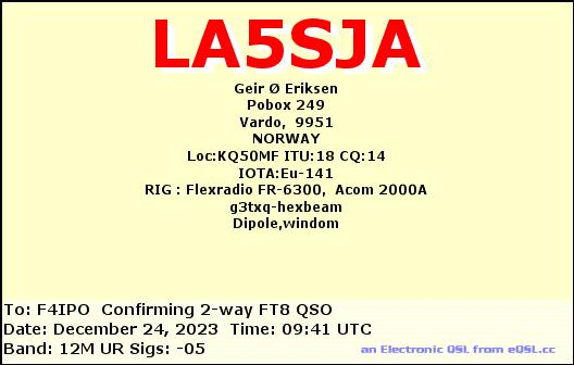 QSL de LA5SJA