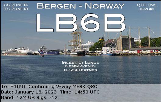 QSL de LB6B