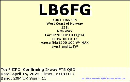 QSL de LB6FG