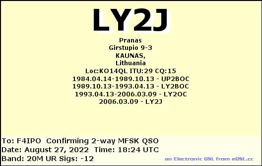 QSL de LY2J