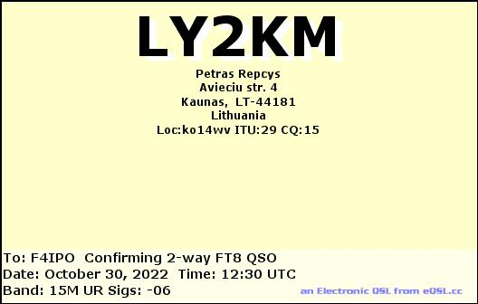 QSL de LY2KM