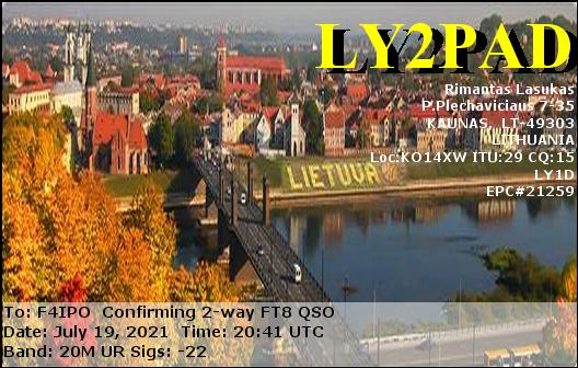 QSL de LY2PAD