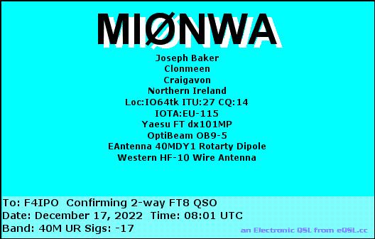 QSL de MI0NWA