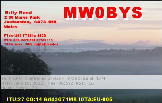 QSL de MW0BYS