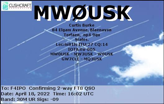 QSL de MW0USK